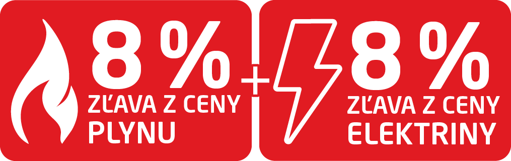 Plyn a elektrina so zľavou 8 % a 8 % z ceny